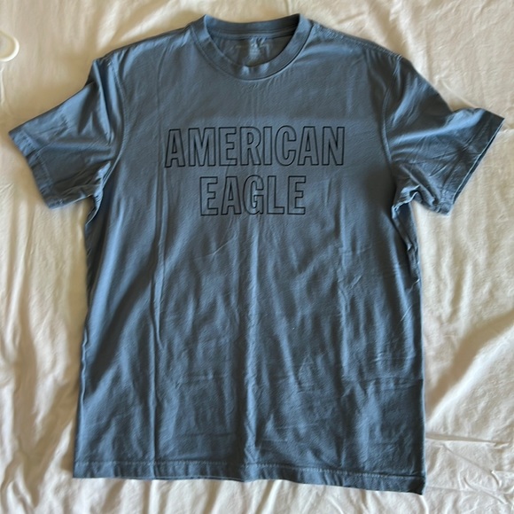 American Eagle T-Shirt with Text Medium Blue - Picture 1 of 5